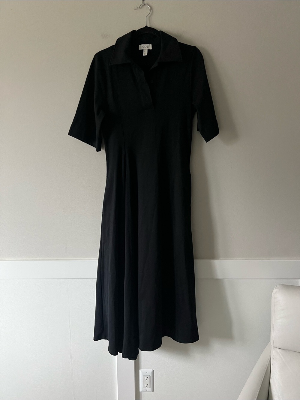 COS Black Collared Polo Midi Dress Women’s XS Minimalist A-Line